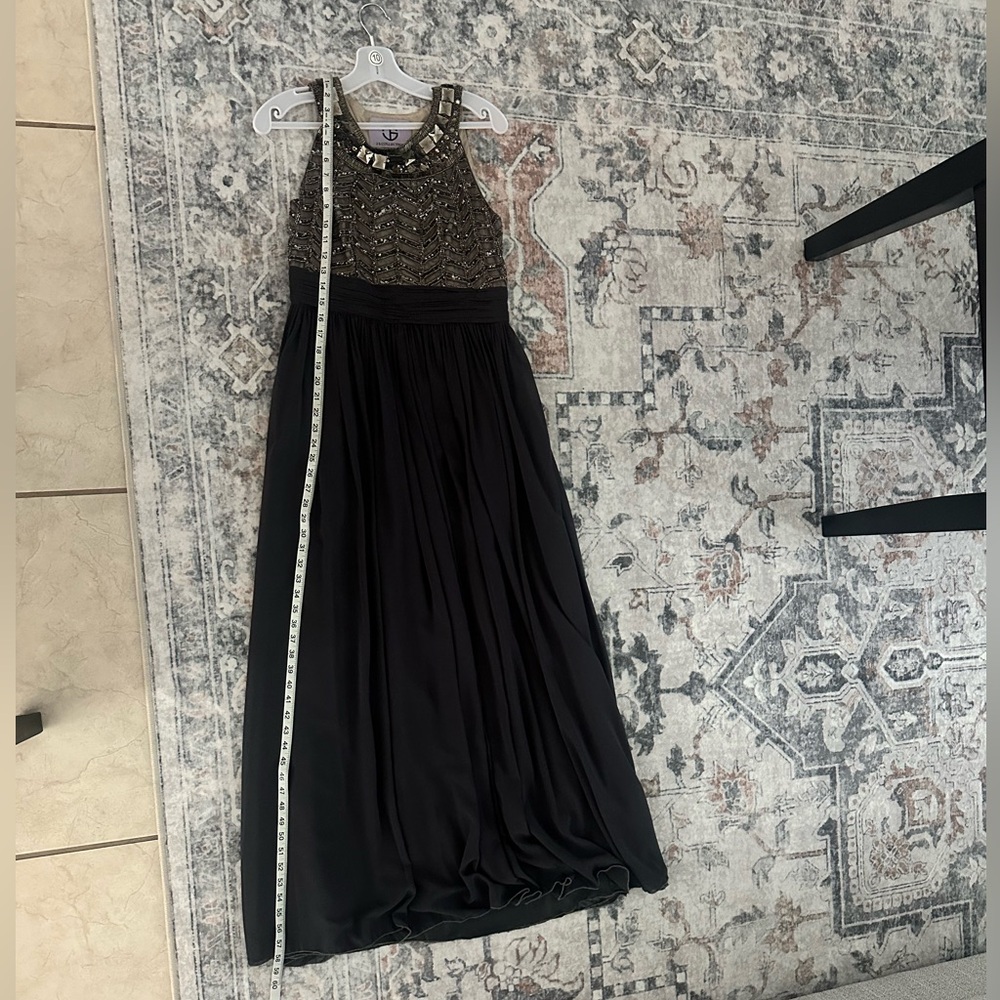JS Collections Black and Gold Halter Sundress